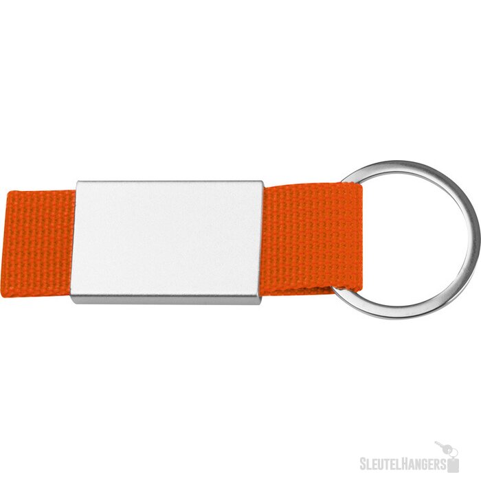 Sleutelhanger van stof en metaal oranje