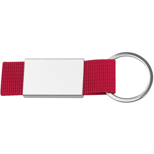 Sleutelhanger van stof en metaal rood
