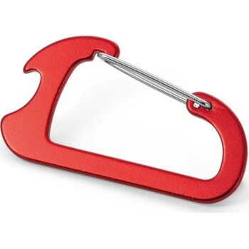 Karabijnhaak met flessenopener Rood