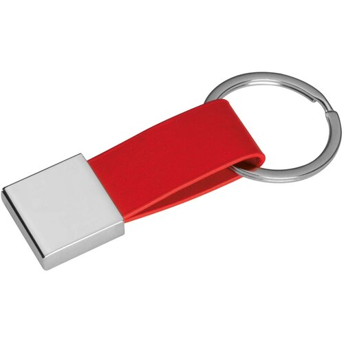 Sleutelhanger met kunstlederen bandje rood