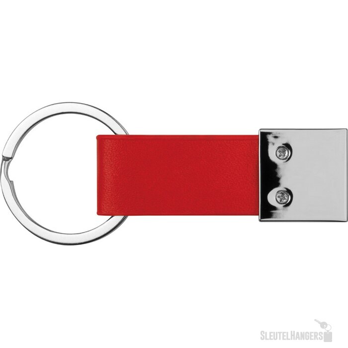 Sleutelhanger met kunstlederen bandje rood