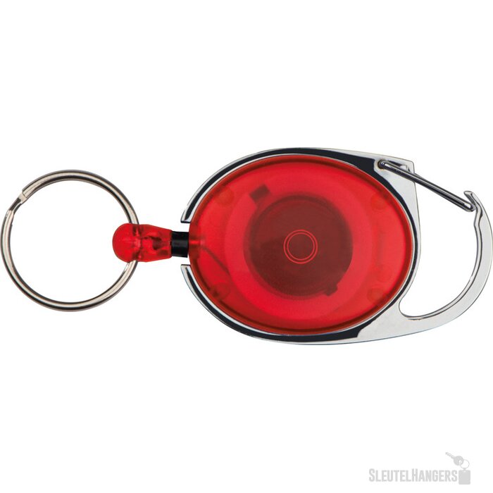 Sleutelhanger karabijnhaak met uittrekbare sleutelring Rood