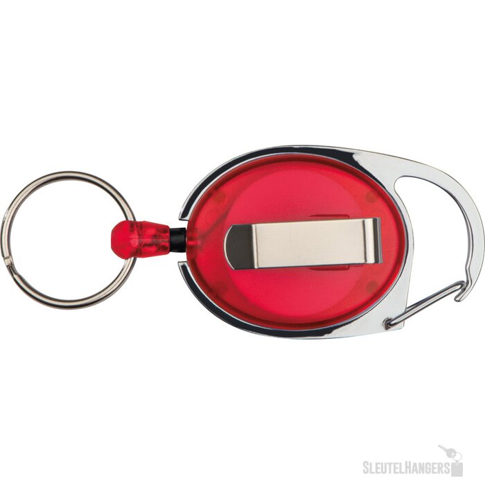 Sleutelhanger karabijnhaak met uittrekbare sleutelring Rood