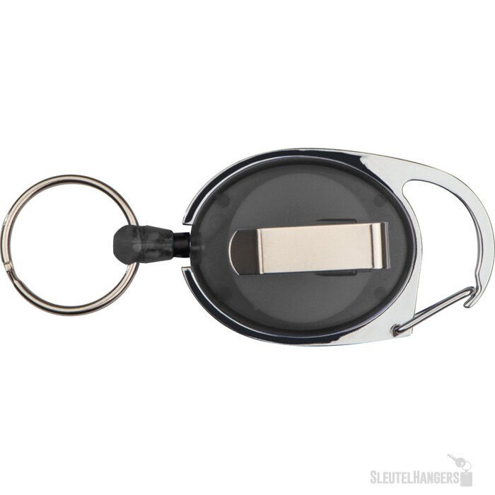 Sleutelhanger karabijnhaak met uittrekbare sleutelring Zwart