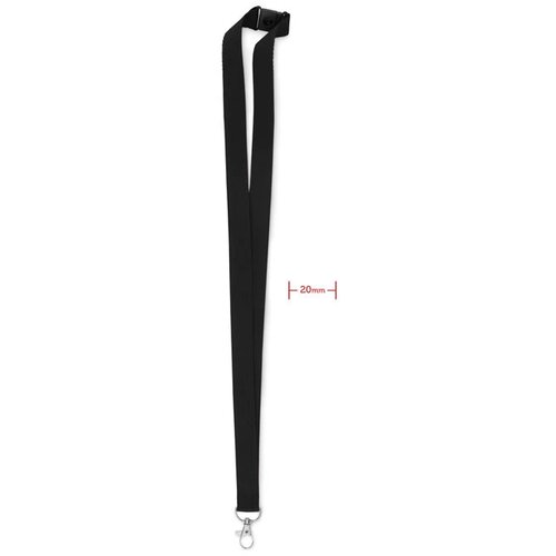 Lanyard, haak en clip. 20 mm Pany Zwart