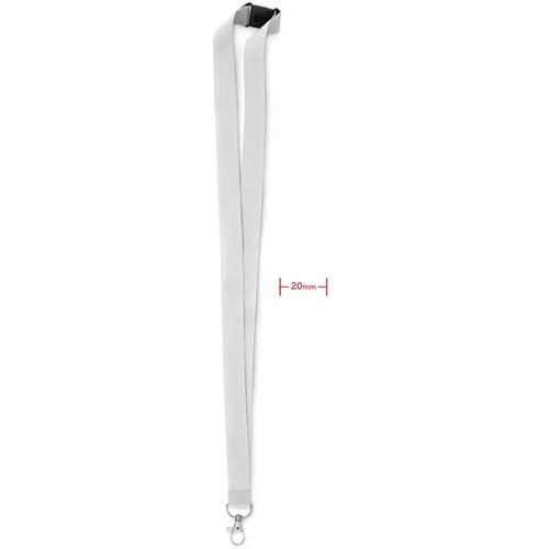 Lanyard, haak en clip. 20 mm Pany Wit