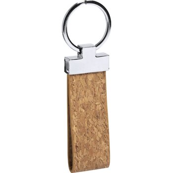 Metalen Sleutelhanger Met Kurk Lus Naturel