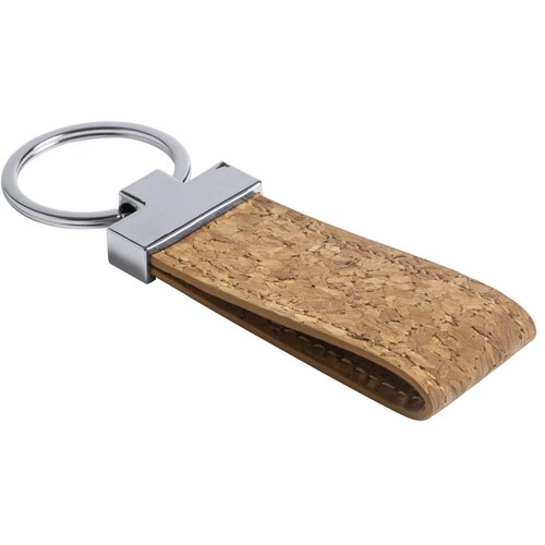 Metalen Sleutelhanger Met Kurk Lus Naturel