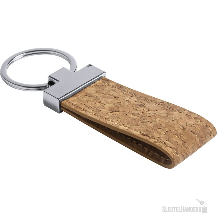 Metalen Sleutelhanger Met Kurk Lus Naturel