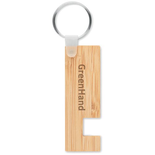 Bamboe Sleutelhanger Met Telefoonhouder Naturel