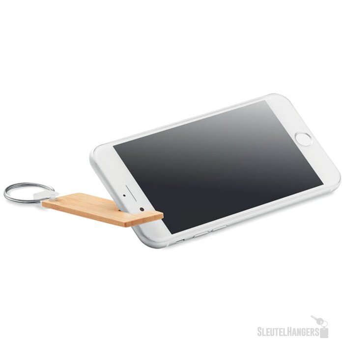 Bamboe Sleutelhanger Met Telefoonhouder Naturel