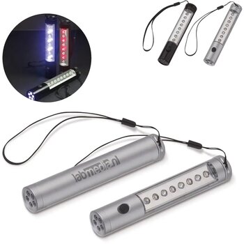 Zaklamp aluminium magneet zilver