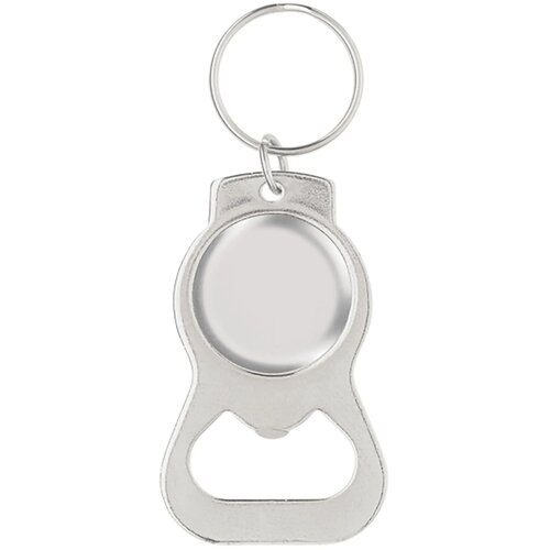 Flesopener sleutelhanger met doming Zilver