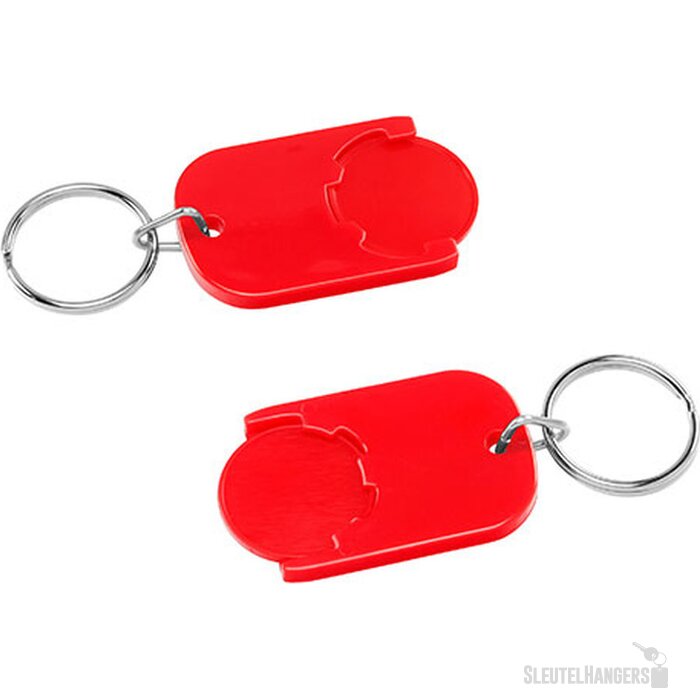 Sleutelhanger winkelwagenmuntje rood