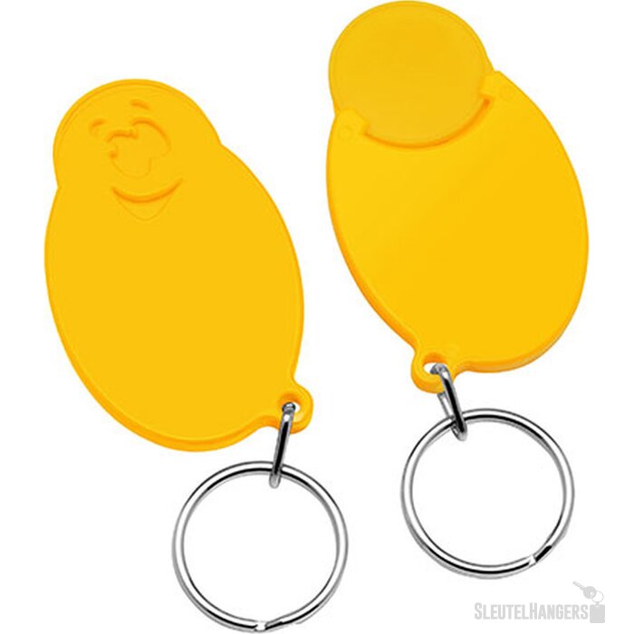 Sleutelhanger winkelwagenmuntje houder geel