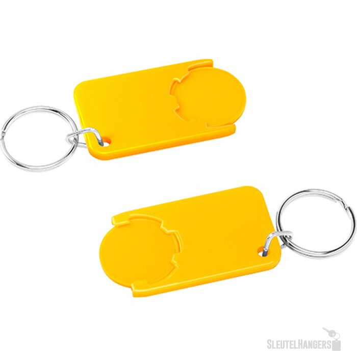 Sleutelhanger winkelwagenmuntje geel
