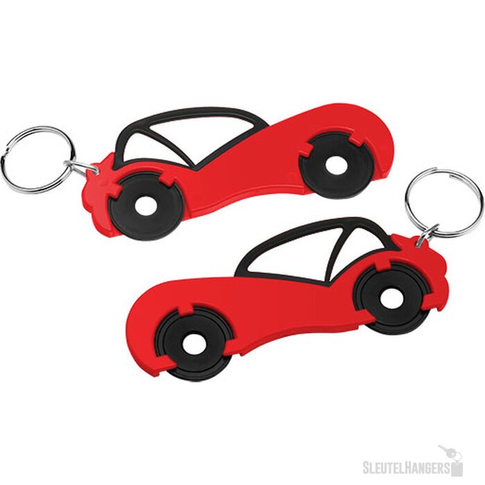 Sleutelhanger winkelwagenmuntje auto rood