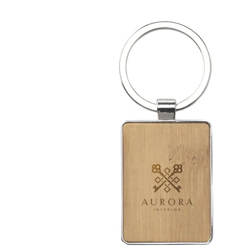 Rechthoekige Sleutelhanger Met Houten Inlay