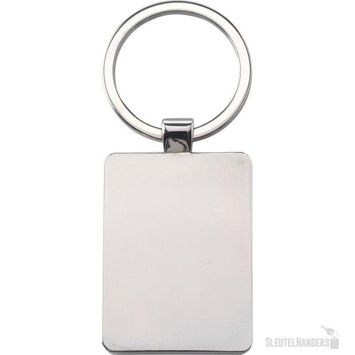 Rechthoekige Sleutelhanger Met Houten Inlay Bruin