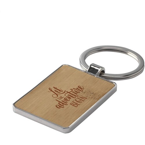 Rechthoekige Sleutelhanger Met Houten Inlay Bruin