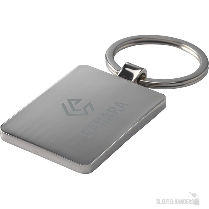 Rechthoekige Sleutelhanger Met Houten Inlay Bruin