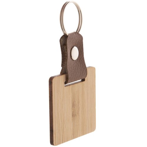 Bamboe Sleutelhanger Met Pu Detail Naturel