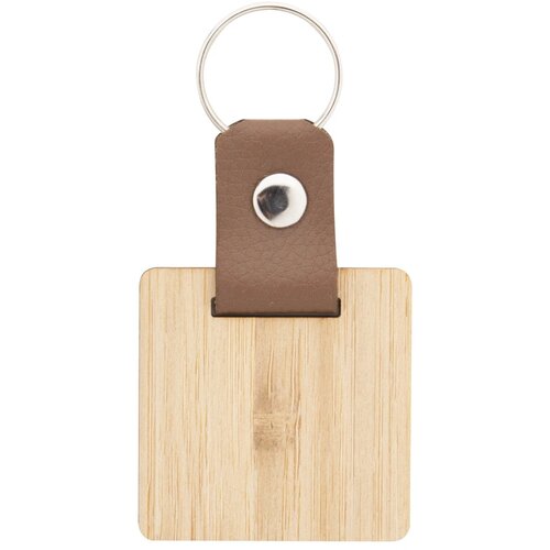 Bamboe Sleutelhanger Met Pu Detail Naturel