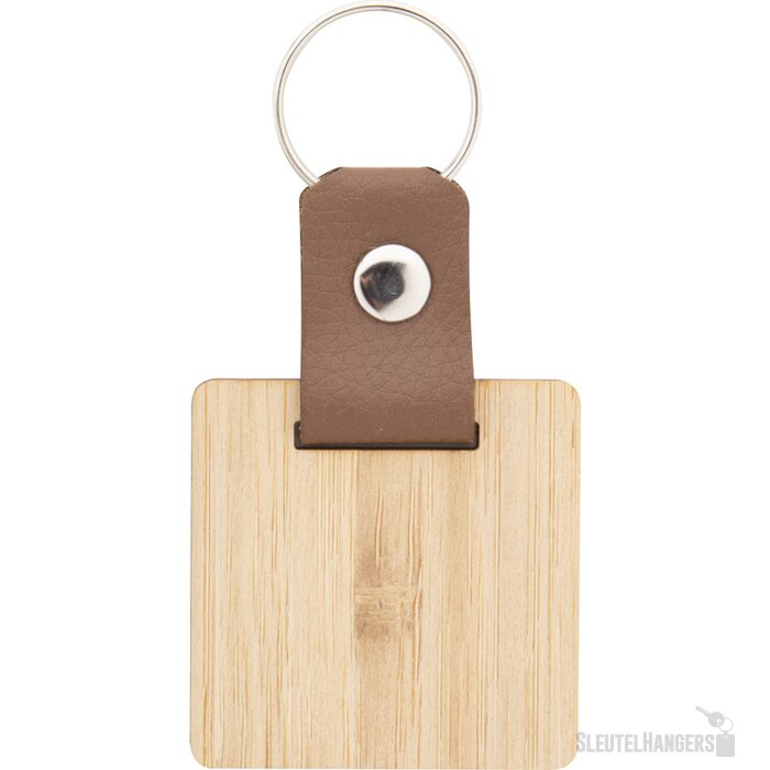 Bamboe Sleutelhanger Met Pu Detail Naturel