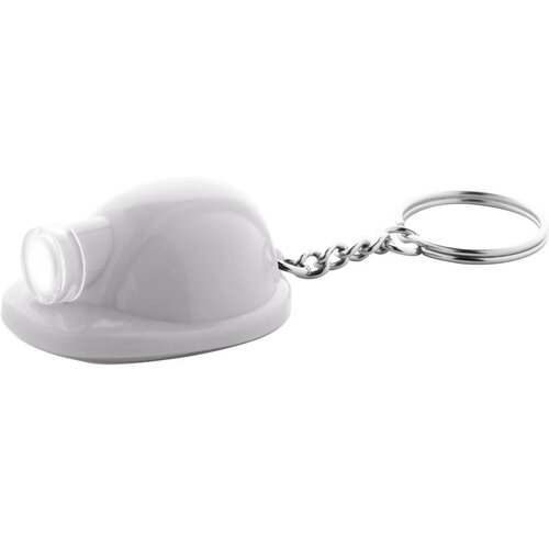 Sleutelhanger veiligheidshelm met lampje Wit