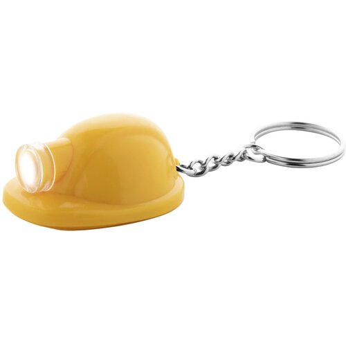 Sleutelhanger veiligheidshelm met lampje Geel