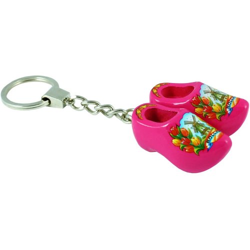 Sleutelhanger met 2 klompjes Tulpen Roze