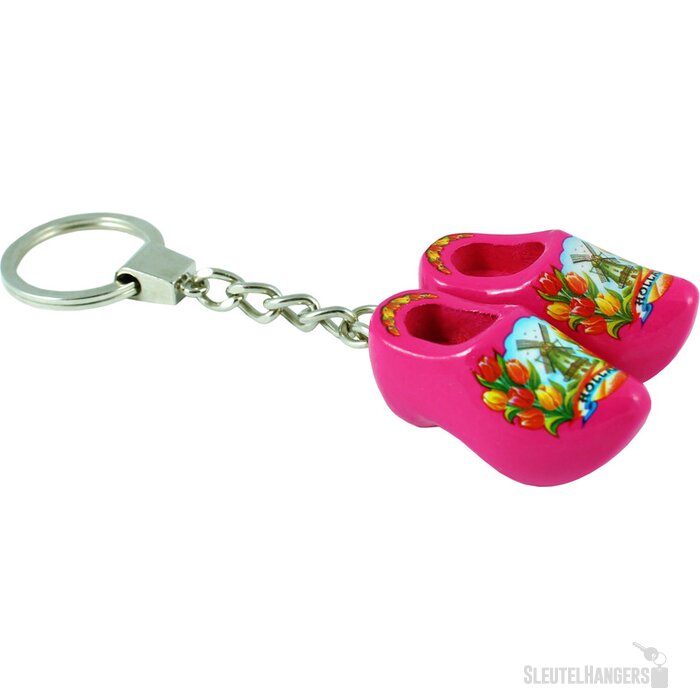 Sleutelhanger met 2 klompjes Tulpen Roze