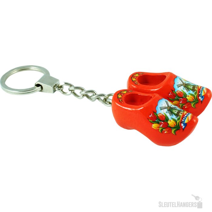 Sleutelhanger met 2 klompjes Tulpen Oranje