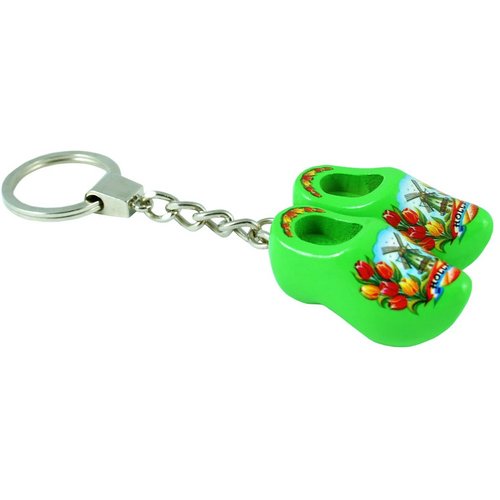 Sleutelhanger met 2 klompjes Tulpen Limoengroen