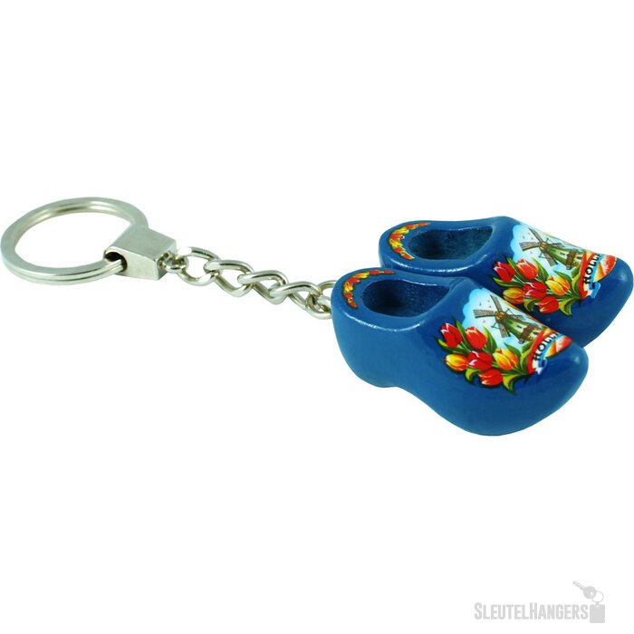 Sleutelhanger met 2 klompjes Tulpen Blauw