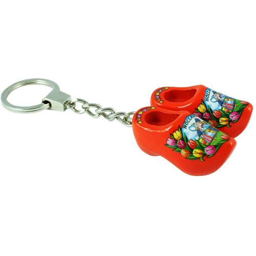 Sleutelhanger met 2 klompjes Tulpen Oranje