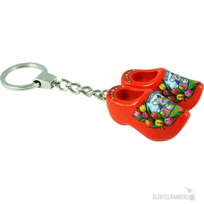 Sleutelhanger met 2 klompjes Tulpen Oranje