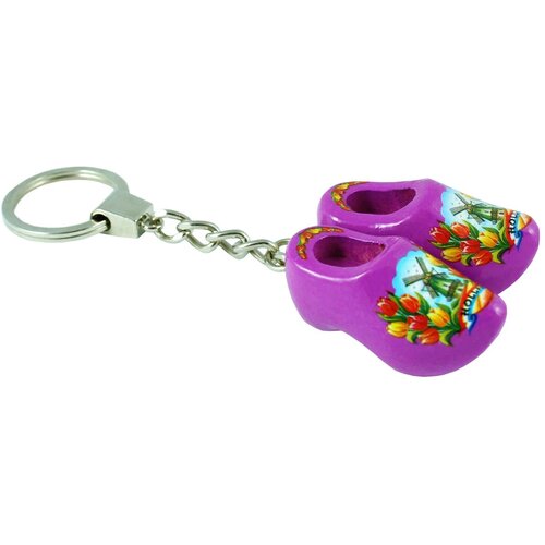 Sleutelhanger met 2 klompjes Tulpen Paars
