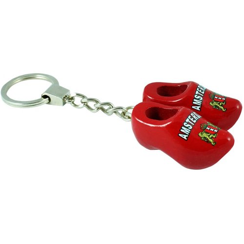 Sleutelhanger met 2 klompjes Tulpen Rood