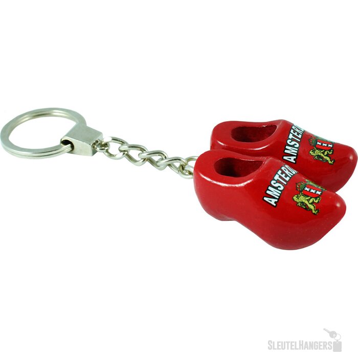 Sleutelhanger met 2 klompjes Tulpen Rood