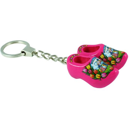 Sleutelhanger met 2 klompjes Tulpen Roze