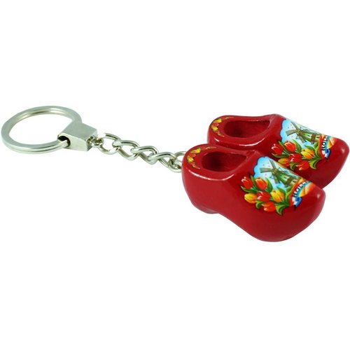Sleutelhanger met 2 klompjes Tulpen Rood