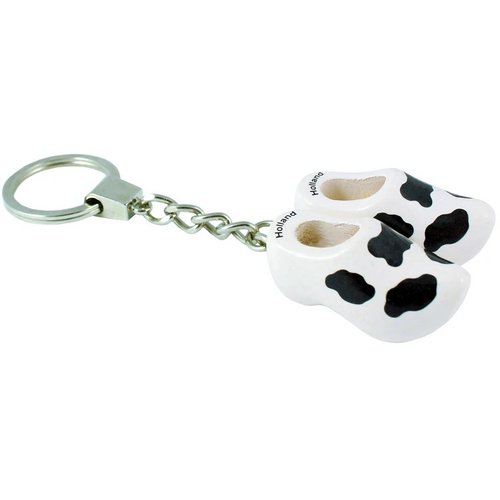 Sleutelhanger met 2 klompjes Tulpen Wit