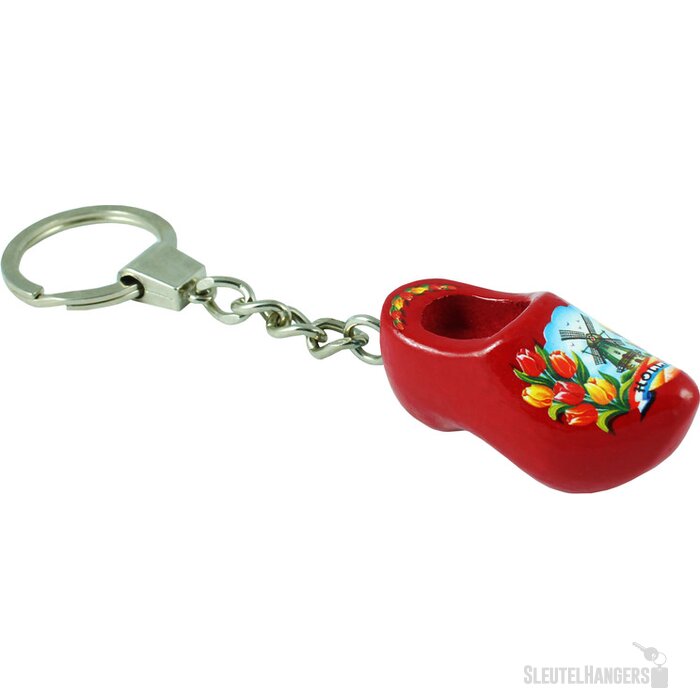Sleutelhanger met 1 klompje Tulpen Rood