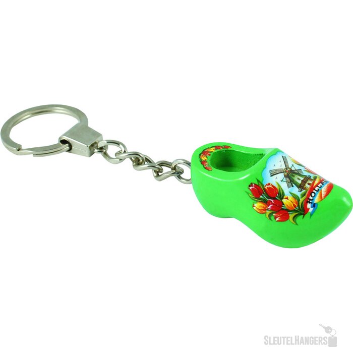 Sleutelhanger met 1 klompje Tulpen Limoengroen