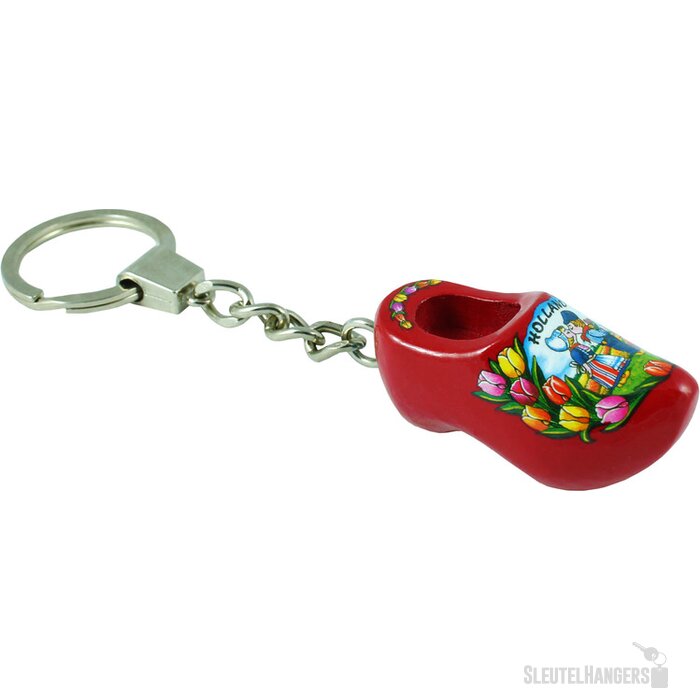 Sleutelhanger met 1 klompje Tulpen Rood