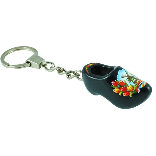Sleutelhanger met 1 klompje Tulpen Zwart