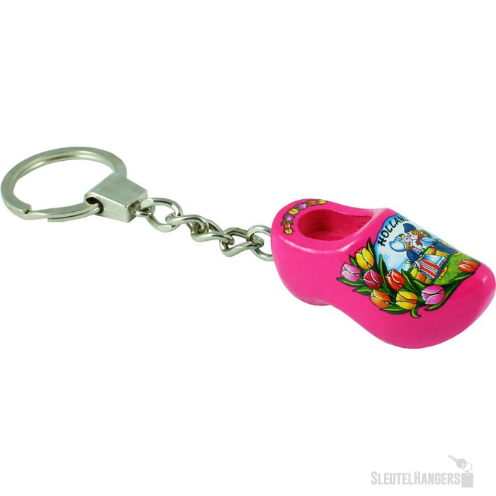 Sleutelhanger met 1 klompje Tulpen Roze