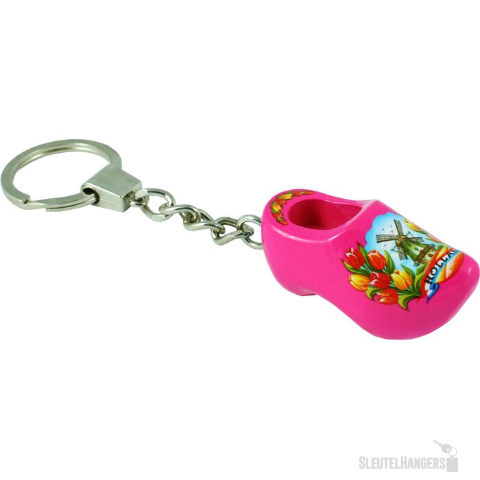Sleutelhanger met 1 klompje Tulpen Roze