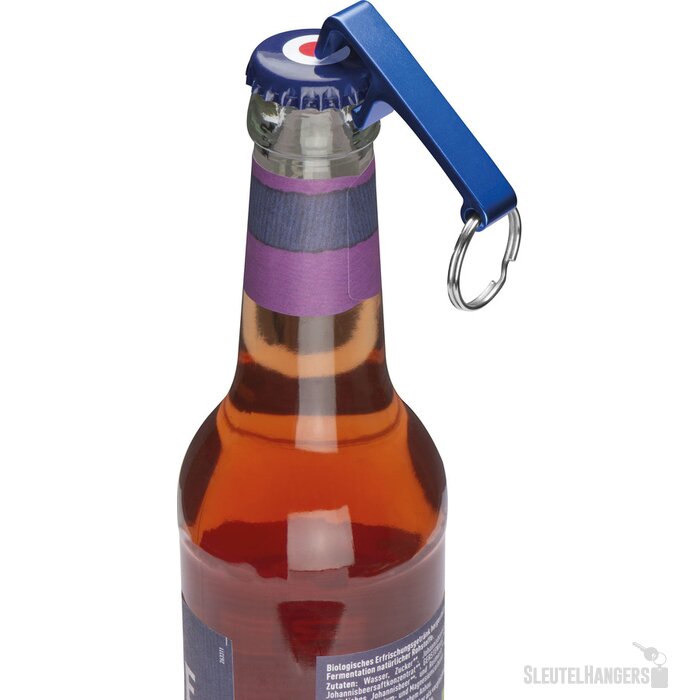 Sleutelhanger met flesopener blauw